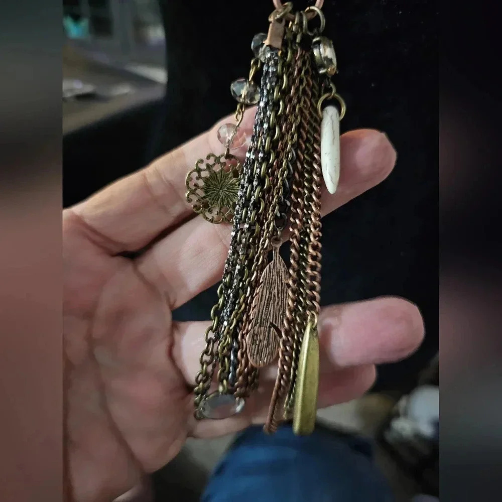 Copper color necklace 28"+5" Dangle - Picture 3 of 4
